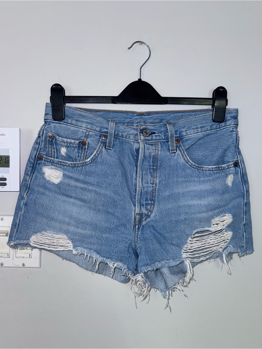Levi’s 501 High-Rise Distressed Denim Shorts - Quiet Riot Medium Destructed